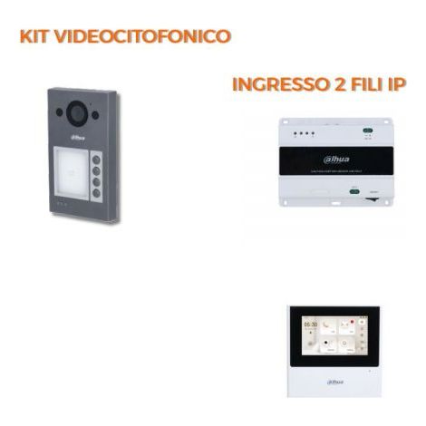 Dahua Kit videocitofonico 2 Fili IP - Posto esterno VTO3312Q-P + Monitor 4.3" VTH2612L-W Nr.01 Monitor