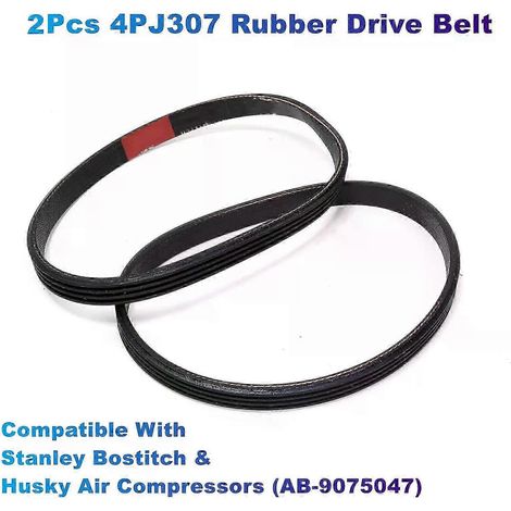 Lot de 2 courroies d'entraînement en caoutchouc 4PJ307 compatibles avec les compresseurs d'air Stanley, Bostitch et Husky (AB-9075047)-JXLGV (1/5)