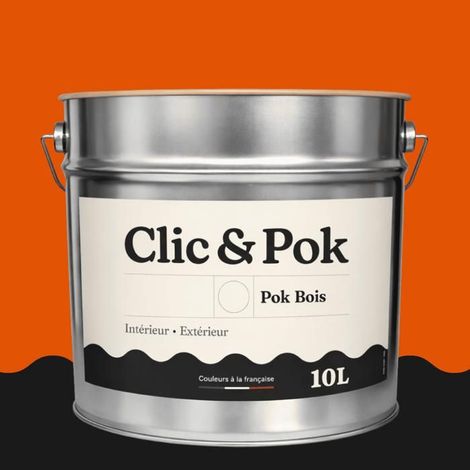 Peinture Bois Extérieur – POK BOIS - 10L - RAL 2004 - Orangé pur- Résistante aux intempéries - Ne s'écaille pas