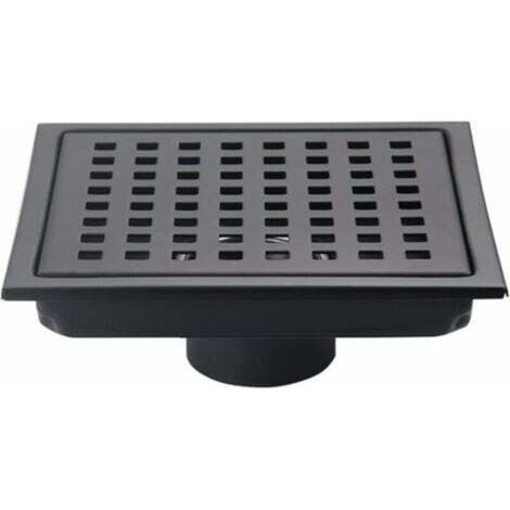 Scarico per pavimento doccia quadrato da 6 pollici, nero opaco, griglia con coperchio rimovibile, acciaio inox SUS304