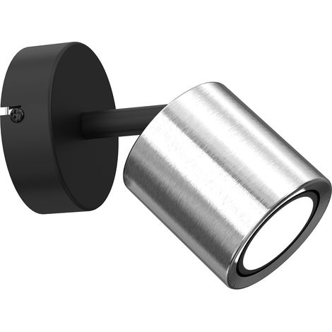 Spot mural/plafond noir chromé orientable GU10 8W Demia