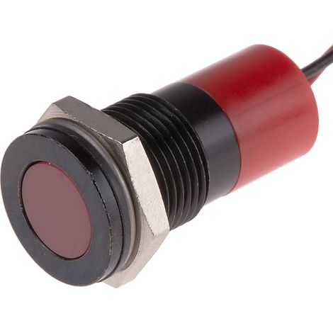 Voyant LED lumineux Rouge RS PRO, dia. 14mm, 220V c.a., IP67 ( Prix pour 1 ) (1/2)