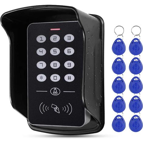 1 Clavier Contrôle Accès RFID, Étanche 125KHz, 10 Porte-clés EM4100, Extérieur Maison