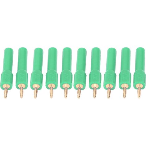 Lot de 10 connecteurs banane mâles 2 mm vers femelles 4 mm, en laiton plaqué or, 30 V, vert (1/5)