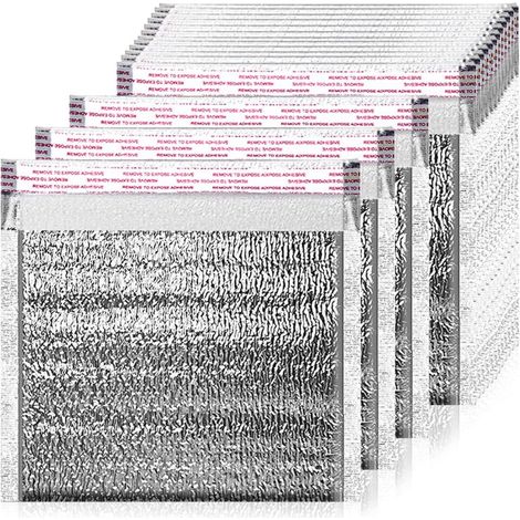 Irovami 100 sachets isothermes jetables pour aliments, doublures de boîtes isothermes métallisées, doublures de boîtes auto-adhésives, enveloppes, sacs d'expédition isothermes rembourrés (1/5)