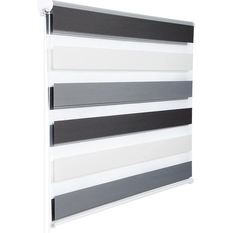 WOLTU 1 pièce Store Enrouleur. Double Fixation Rapide sans perçage. Store Isolant Thermique.90x120cm Blanc+Gris+Anthracite (1/5)