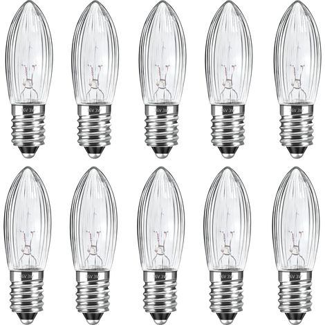Packung mit 10 E10 16V 3W warmweißen Glühbirnen, Schraubsockel für Lichterketten und Dekorationen (1/5)