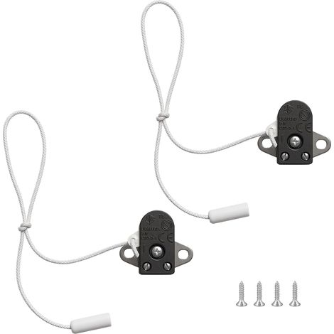 2 x Mini Pull Switch 2A/250V with Cord and Screw Black Integrated Pull Switch, Side Pull Switch, For Floor Lamps Table Lamps Wall Sconces (1/5)