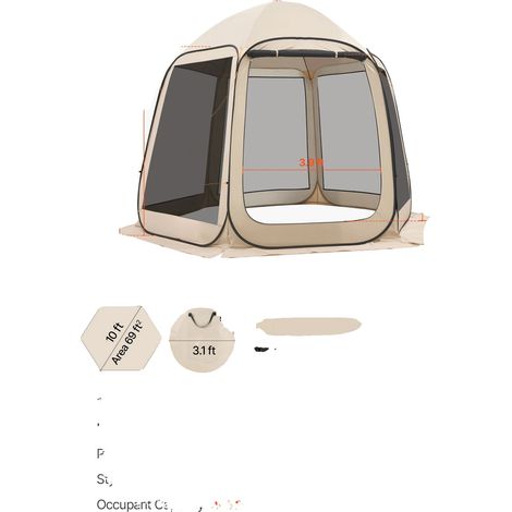 Tienda de campaña con mosquitera, tejido resistente, fácil de montar, 3 x 2,8 metros. (1/2)