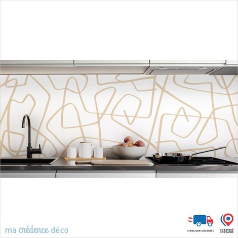 Crédence : Lignes fluides - Couleur Beige ivoire - Alu composite - 120 - 60 (1/3)