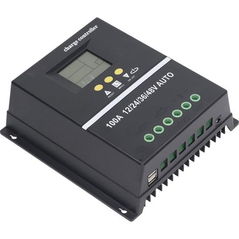 Contrôleur de Charge Solaire MPPT 100 A, Contrôleur d'identification Automatique 12 V 24 V 36 48 , d'affichage LCD rétroéclairé avec Deux Ports USB et 7 Modes de Fonctionnement, Idéal pour (1/4)