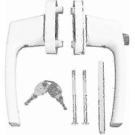 Poignée à levier double en bois massif épais avec clés pour porte et fenêtre, édition blanche (1/5)
