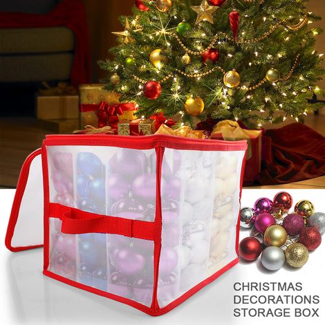 Sac de rangement transparent pour décorations de Noël - Boîte de rangement pliable et vide, pratique pour guirlandes lumineuses et décorations de Noël (1/5)