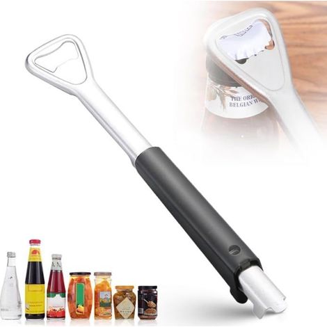 Apriscatole, apriscatole per mani deboli, apriscatole multifunzione regolabile in acciaio inox, 1 pezzo, nero. (1/5)