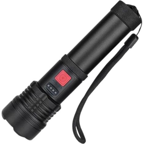 Lampe de poche LED Baladeuse Portable avec Affichage de la Batterie Puissante Lampe de Poche USB Camping Mise au Point Réglable (1/5)