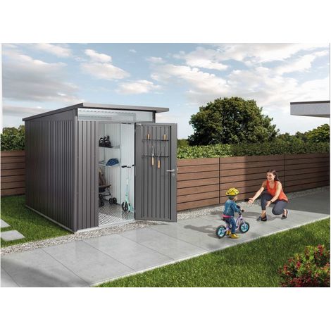 CASETA COBERTIZO METALICA BIOHORT AVANTGARDE A6 COLOR GRIS CUARZO METALIZADO DOBLE PUERTA (1/5)