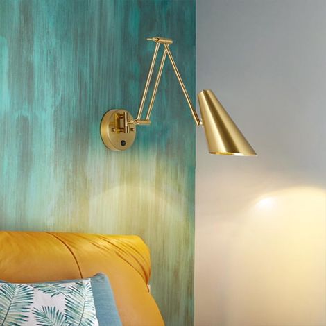 Applique Murale Interieur LED 5W 4000K Blanc Chaud Métal Bras Long Balançoire Réglable Lampe Murale Industrielle Vintage Rétro Eclairage Décoration Lumière Luminaire Mural Chambre Bureau Hôtel,Forme d (1/4)