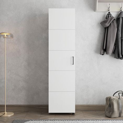 Schuhschrank Visby, Schuhregal mit 10 Böden, 1 Tür, Doppelte Kapazität, Rollöffnung, 46x33x185h cm Cremeweiß (1/5)
