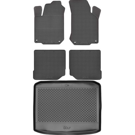 Ensemble de tapis de sol en caoutchouc pour Volkswagen Golf IV Hatchback (1997-2006) + tapis de coffre (1/5)
