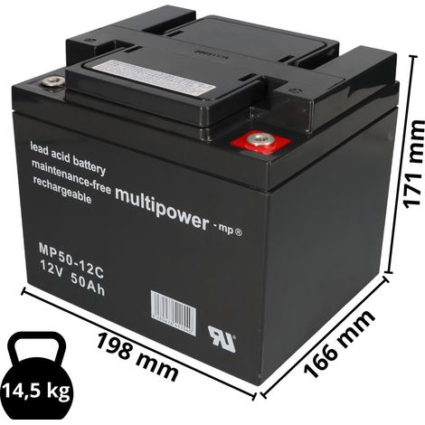 Akku-Satz Batterie für Scooter Elektromobil Dietz Agin, 2 x 12V 50Ah Blei AGM Multipower (1/5)