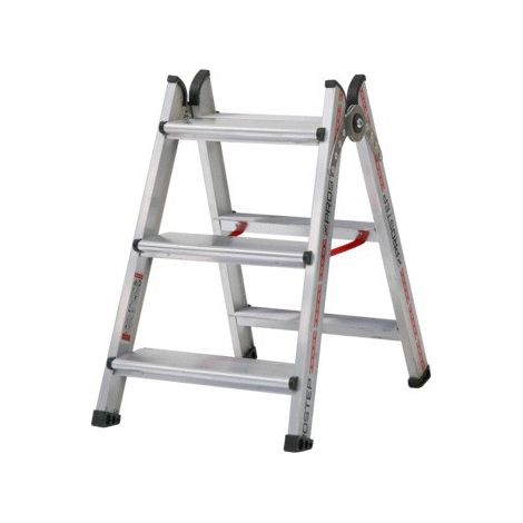 Escabeau marchepied double 2x4 marches 120 mm PROSTEP Haut. d'accès 2,38 M (1/3)