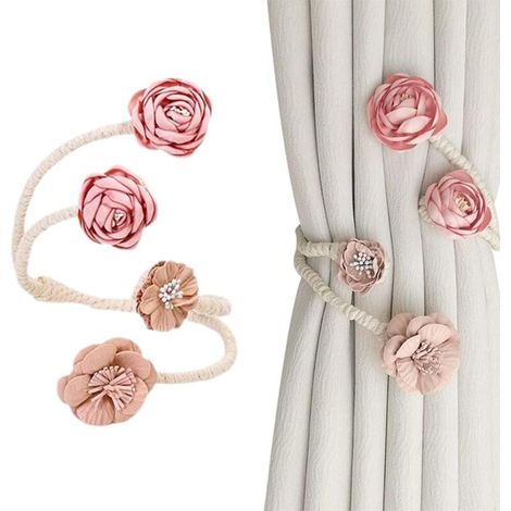 Lntyq Boucle de rideau avec fleur de rose – Embrasses décoratives élégantes pour salon et chambre à coucher