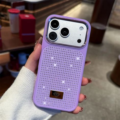 Coque de téléphone à strass pailletés (iPhone 16, violet) pour filles, compatible avec iPhone, protection antichoc