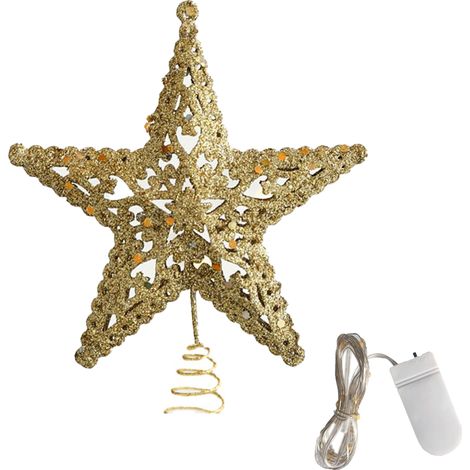 Étoile de Noël en fer forgé ajouré, décoration brillante pour le sommet du sapin. (1/5)