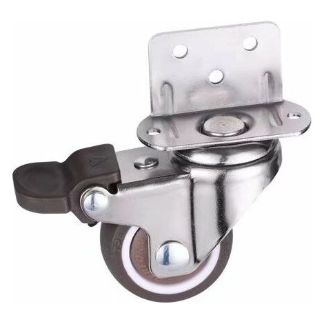 32mm Small Swivel Furniture Casters with Brake, L-Mount Plate, Suitable for Furniture, Flower Stands, Nurseries (32mm,2PCS) (1/4)