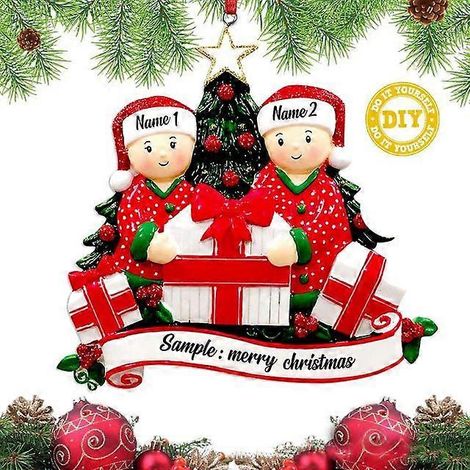 Décoration de Noël suspendue pour sapin, Nouvel An, acrylique, à faire soi-même, décoration de Noël personnelle pour la maison, pour une famille de 2 personnes (1/5)