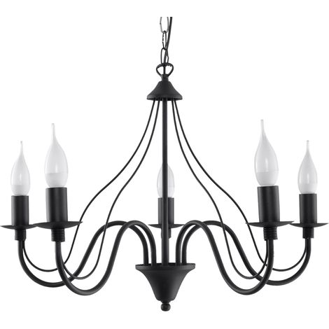 Lampe à suspension Beron 5 E14 noire lumilo 02.153.18 (1/5)