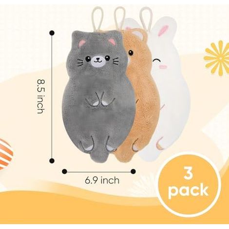 Serviettes pour bébé, serviettes absorbantes en polaire corail douce, serviettes suspendues en microfibre à séchage rapide, idéales pour la cuisine et la salle de bain. (6 couleurs assorties) (1/5)