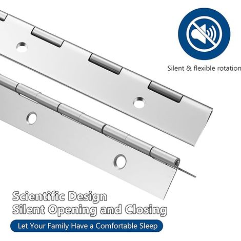 Charniere Piano 30 cm Charnière Piano Charniere Inox Continues pour portes d'armoires pianos et fenêtres avec vis argent (1/4)