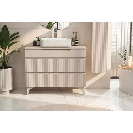 Meuble sous vasque moderne 100 cm coloris cachemire Erio (1/5)