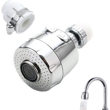 Aérateur de robinet, robinet rotatif à 360°, mode 2 vitesses, filtre économiseur d'eau réglable, utilisé pour la cuisine et la salle de bain, tête de buse de robinet flexible (courte) (1/5)