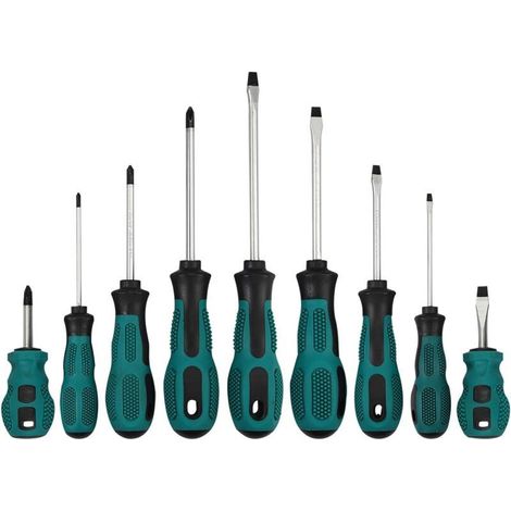 9pcs Jeu de Tournevis Inclure Tournevis pour Vis Cruciformes et Vis à Fente avec Anneau Magnétique et Tapis de Rangement à Vis (1/5)