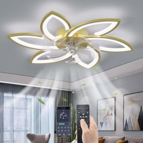 Leiser Deckenventilator mit Licht und Fernbedienung, 6 Geschwindigkeitsstufen, Gold, 78 cm (1/5)