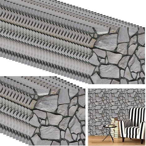 40 pièce 3D Dalle Pvc Adhésif Mural, 30 X 30 cm Papier Peint Auto Adhésif ImperméAble Brique Pierre, Panneau Mural Decoratif pour Portes Murales Chambre Cuisine (1/5)