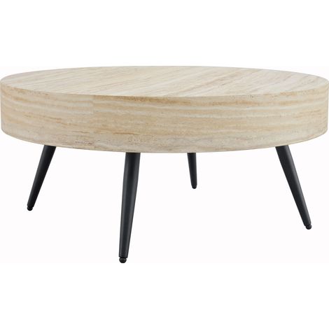 TABLE Polyvalente Élégante Ergonomique Compacte MDF+Metal Noir Bois 70.00x70.00x35.50 cm (1/5)