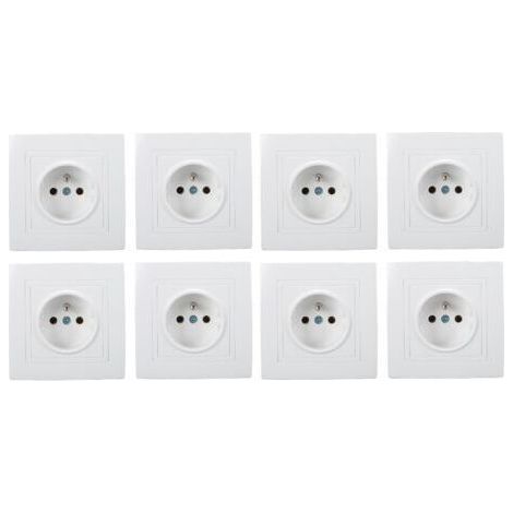 Set of 8 French standard wall sockets 16A 220V Integrated installation PC plastic For offices and hotels (1/5)