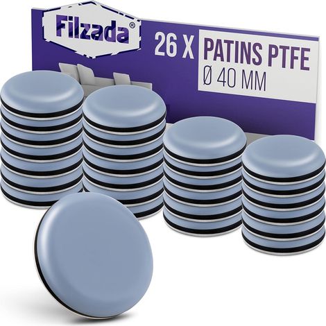 26 Patins Meubles Téflon - Rond Ø40mm - Glisse Silencieuse - Protection Sols Durs - Pour Chaises Tables Lourdes (1/5)