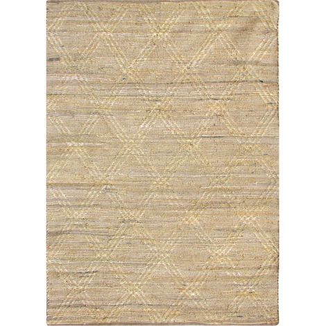 Tapis de Salon Style Berbère Tissé Main en Denim et Chanvre Beige Naturel 160 x 230 cm - PANGIVO