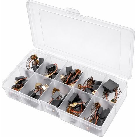 Packung mit 40 Kohlebürsten für Elektromotoren (10 verschiedene Größen) – Graphit- und Kupferbürsten zur Reparatur von Elektrowerkzeugen (1/5)