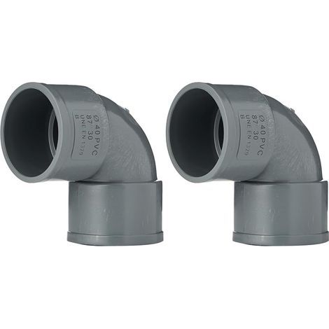 2 - Coude PVC - Raccord 40mm - Angle 87 Degrés - Femelle Femelle - Pour Evacuation Eau - Gris - 40x40mm (1/4)