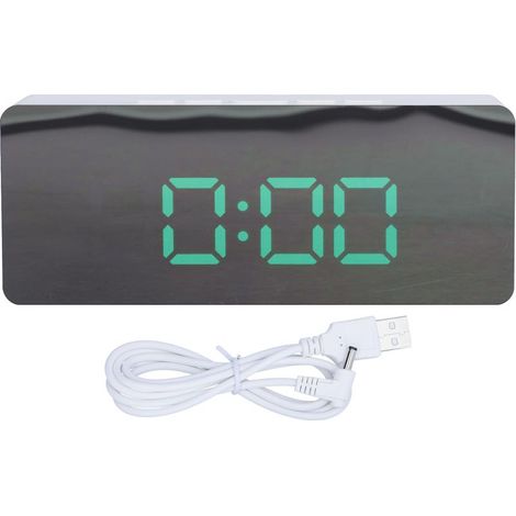 Réveil miroir LED numérique avec mode Snooze pour chambre à coucher, salon, maison, bureau, coque blanche (TS-S69-G) (1/5)