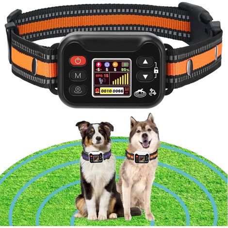 Clôture anti-fugue GPS sans fil Collier dressage chien étanche IPX6 rechargeable rayon ajustable 15-2000m 3 modes (1/5)