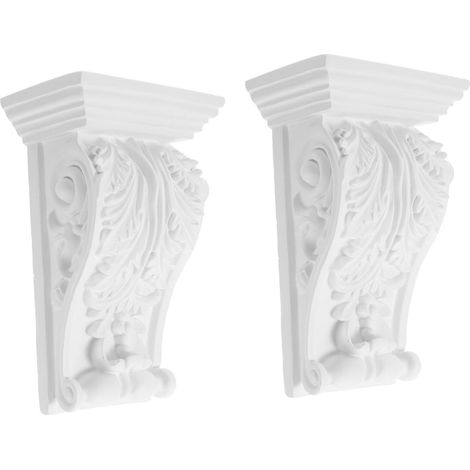 2 Pièces Cornière Applique Sculptée PU Décoration Murale Dangle Européenne pour Plafond et Salon Ornementation et Durable Support de Poutre Décorative Blanc (1/5)