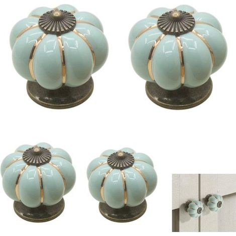 pezzi, pomelli per mobili, pomelli per ante di armadi, maniglie per cassetti, maniglie in ceramica, maniglie a zucca, viti non incluse, adatti per cassetti, armadi, ante di guardaroba, azzurro, 444 cm