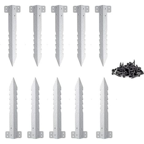 Supports Traverses Chemin Fer Métal avec Vis, Poteau Clôture Jardin Dentelé, Piquets pour Murs Soutènement, Aménagement Paysager, Parterres Surélevés, Bordure Allée (1/5)