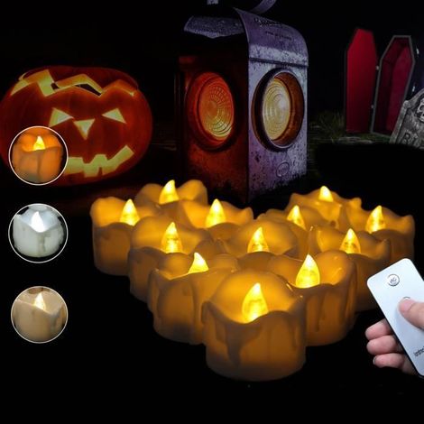 Lot de 12 Bougies Led à piles Avec Télécommande Pour Mariage Fête Anniversaire Décoration (1/4)